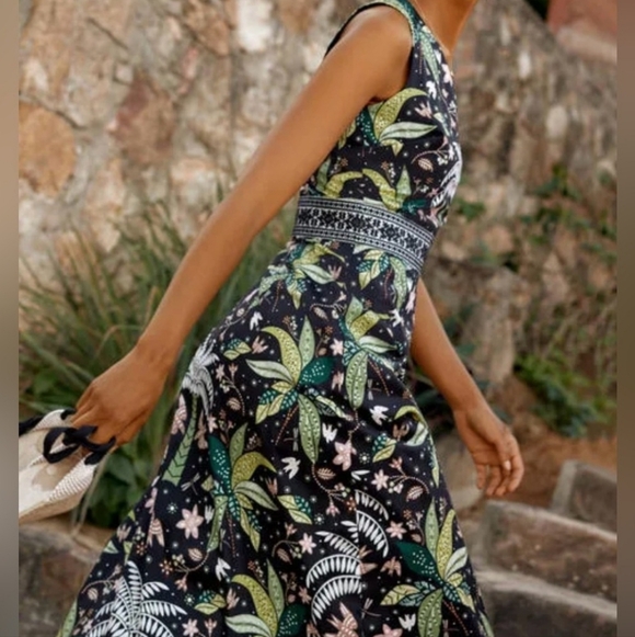 Boden NWT 16-18L Palm 🌴 Tree Midi Dress - Picture 5 of 6